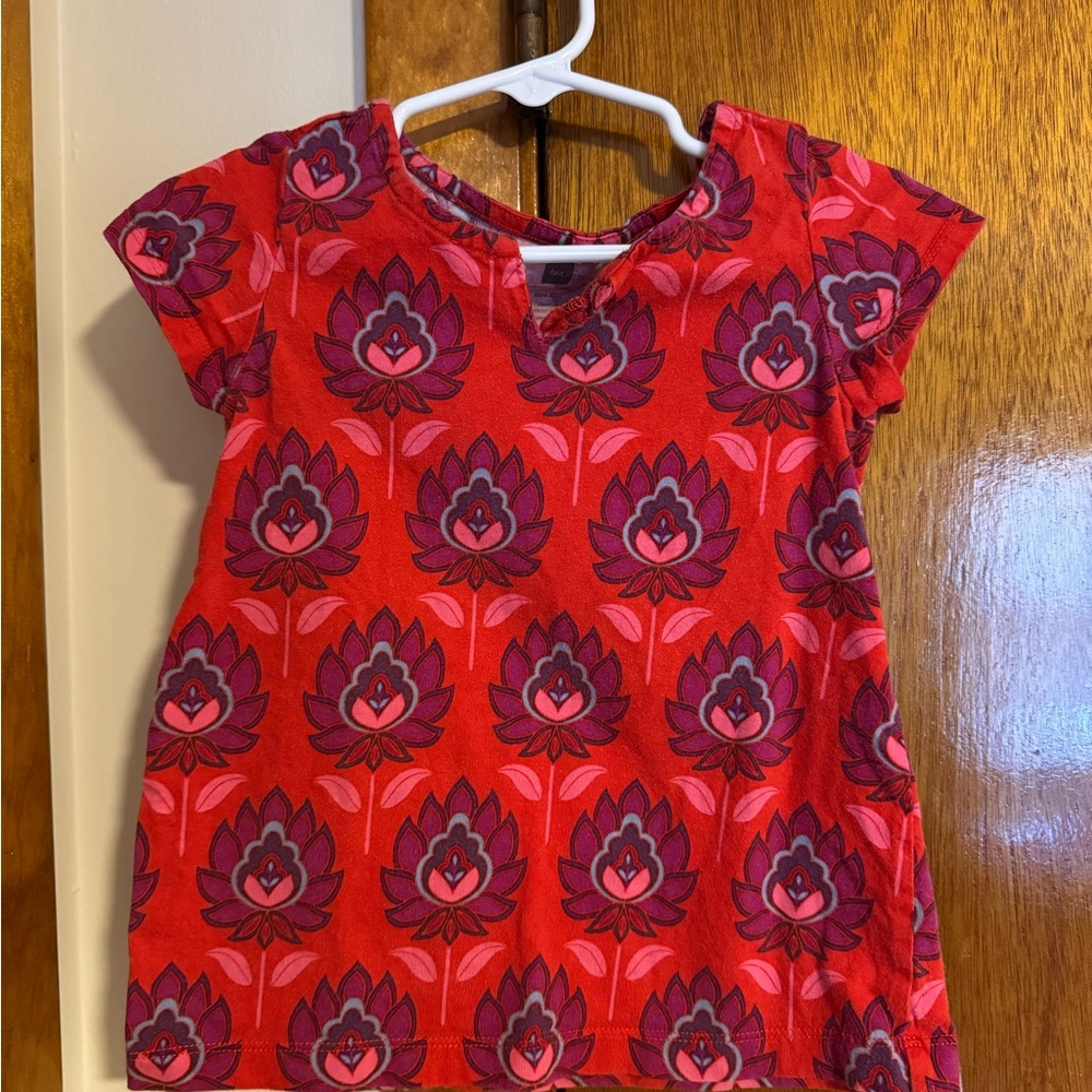 Tea Collection Red Floral Kids Top